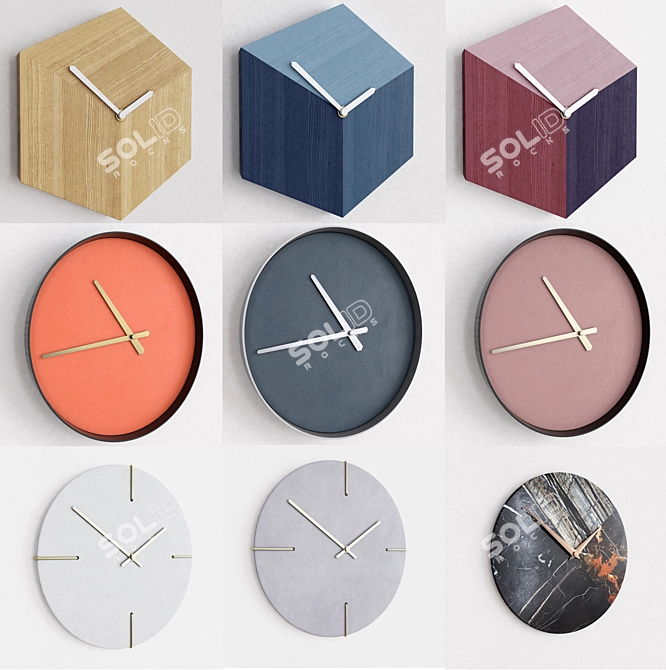 Scandinavian Minimalist Wall Clock Collection 3D model image 1