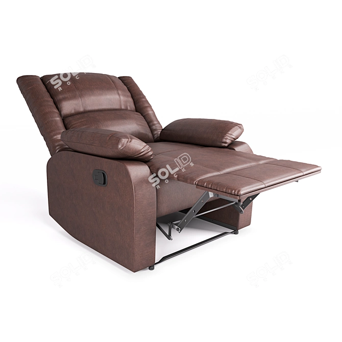 Comfortable Brown Faux Leather Recliner 3D model image 2