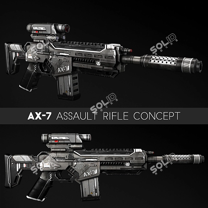 Advanced AX-7 Assault Firearm 3D model image 1