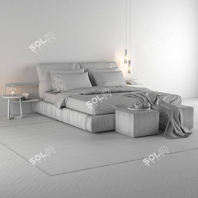 Flexform Newbridge Bed: Stylish & Functional Sleep Solution 3D model image 3