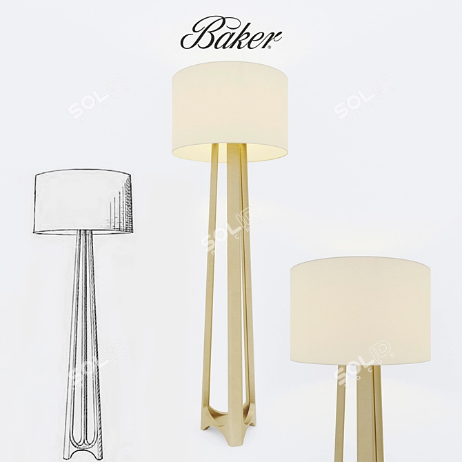 Elegant Iron Eye Floor Lamp 3D model image 1