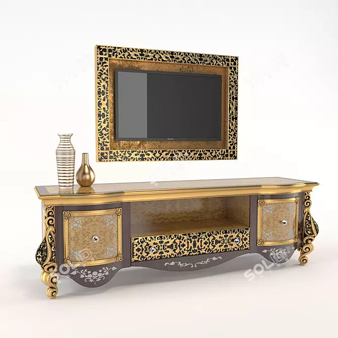 Royal Palace TV Stand: Elegant and Functional 3D model image 1