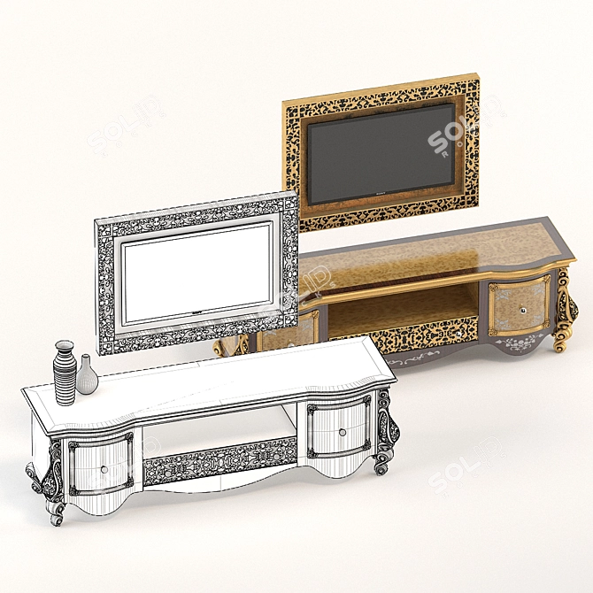 Royal Palace TV Stand: Elegant and Functional 3D model image 3