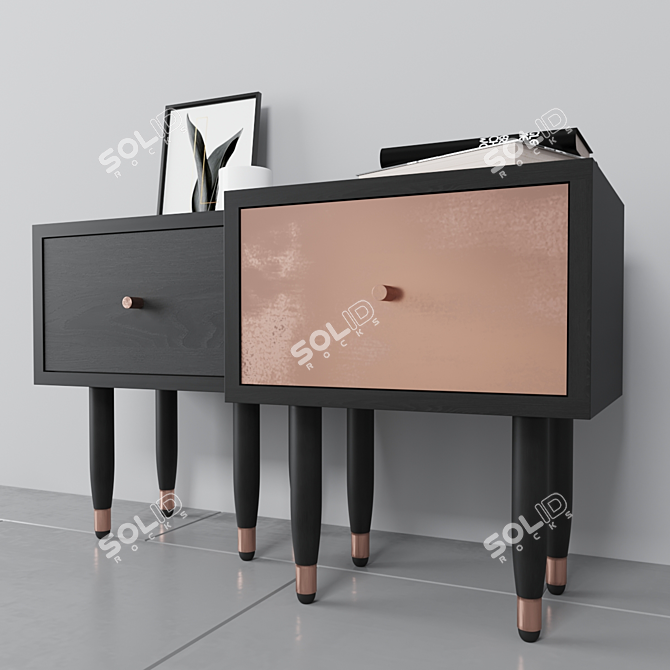 Elegant Eldfell Bedside Table: Sleek Design & Functional 3D model image 1