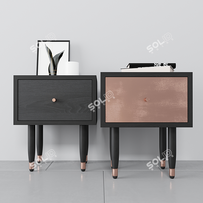 Elegant Eldfell Bedside Table: Sleek Design & Functional 3D model image 2