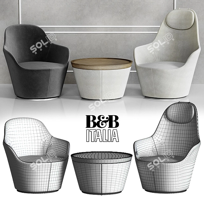 Elegant B&B Italia Armchair 3D model image 3