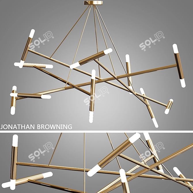 Gilded Glory Pendant Chandelier 3D model image 1