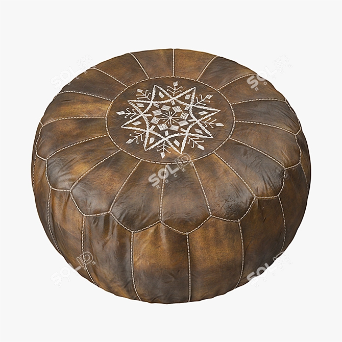 Exquisite Moroccan Leather Pouf 3D model image 1