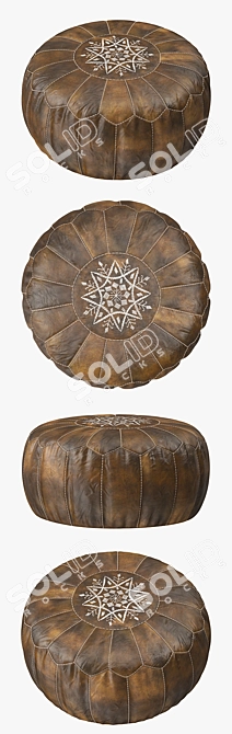 Exquisite Moroccan Leather Pouf 3D model image 2