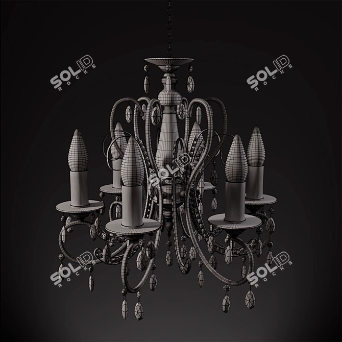 Baroque Chrome Pendant Light - 6 Bulbs 3D model image 3