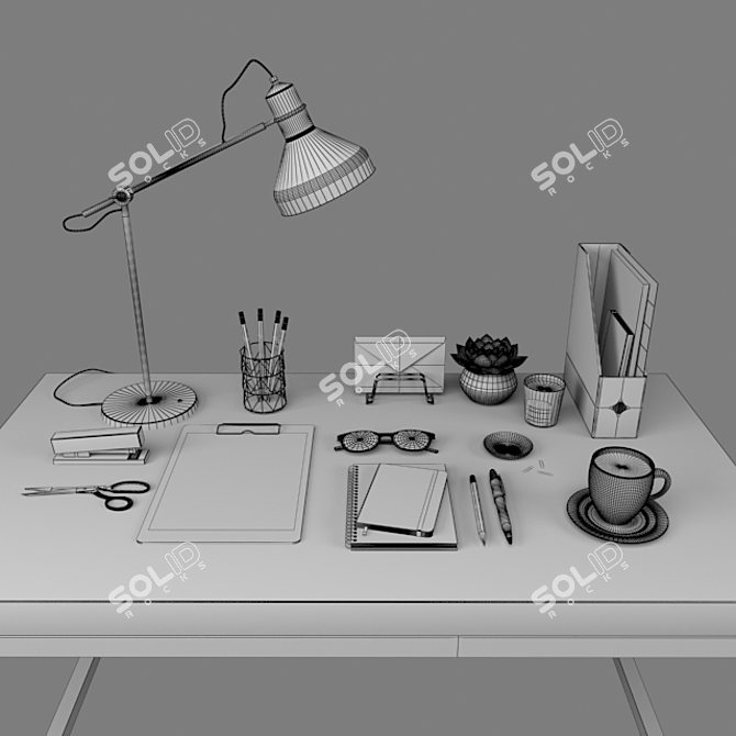 Modern Desk Essentials Set 3D model image 3