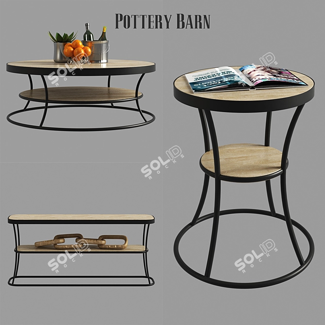 Rustic Reclaimed Wood Coffee Table 3D model image 1