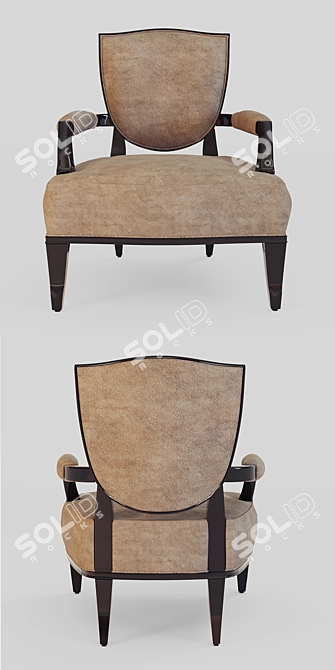 Elegant Shield Back Lounge Chair 3D model image 2
