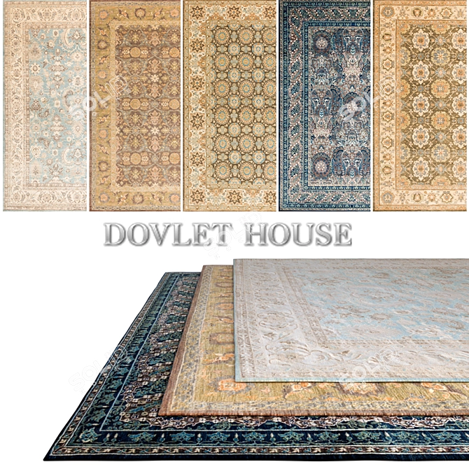 Title: DOVLET HOUSE Carpets - 5-Piece Set (Part 178) 3D model image 1