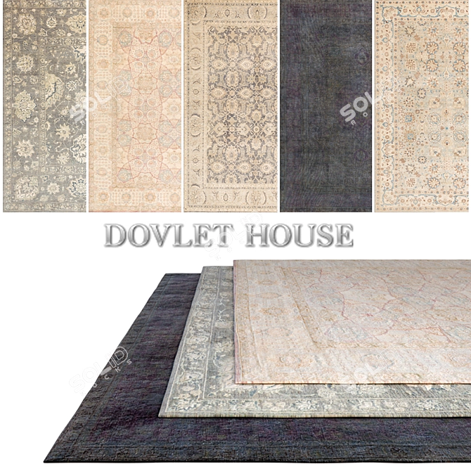 Luxurious Carpets by DOVLET HOUSE - 5 Pieces 3D model image 1