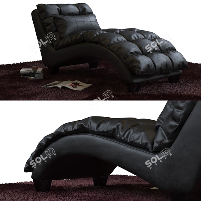 Black Faux Leather Soft Couch 3D model image 1