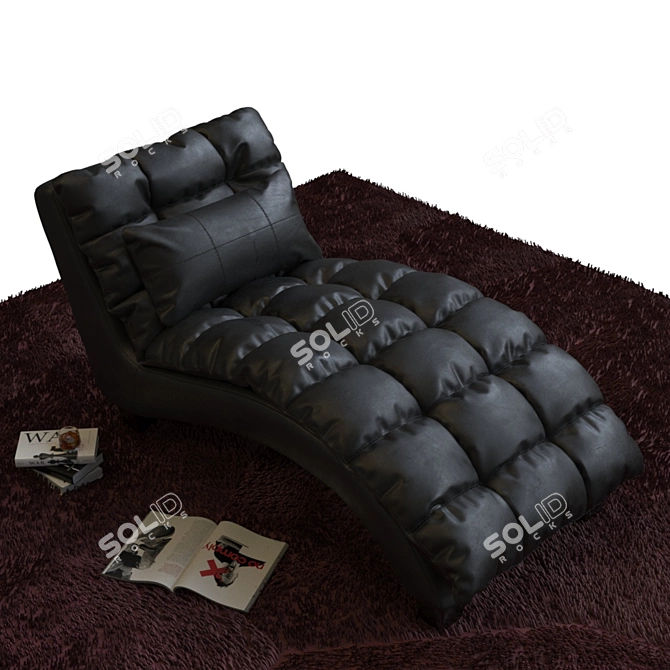 Black Faux Leather Soft Couch 3D model image 2