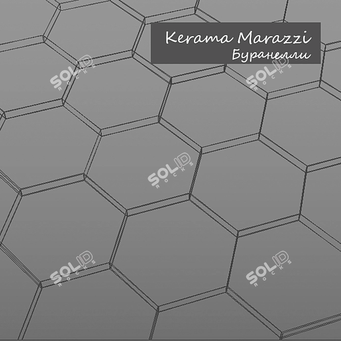 Monochromatic Black Floor Tile 3D model image 2