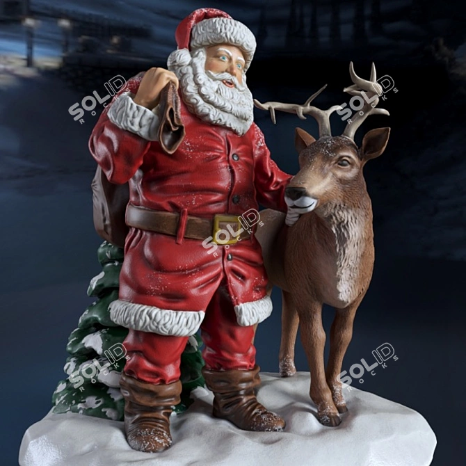 Santa's Ceramic Statue 3D model image 1