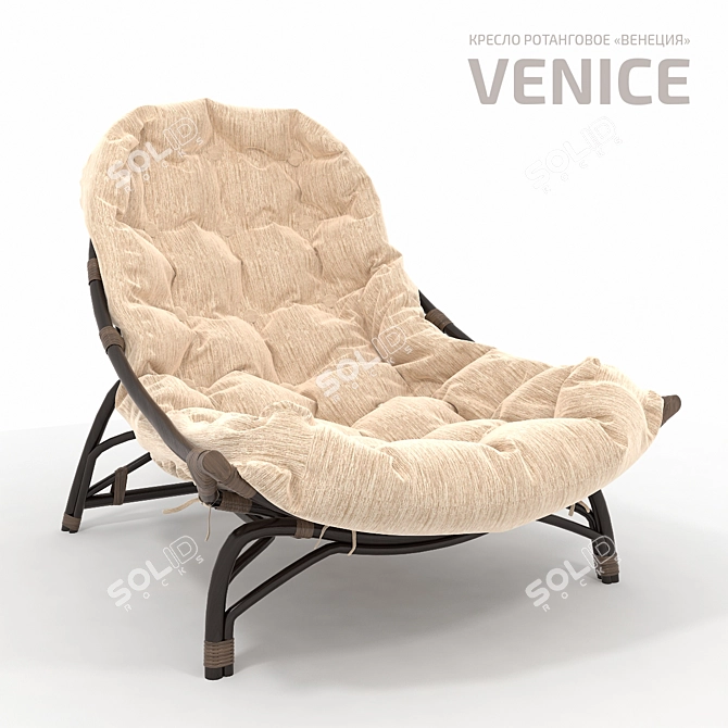 Luxury Rotang Chair: Venice Elegance 3D model image 1