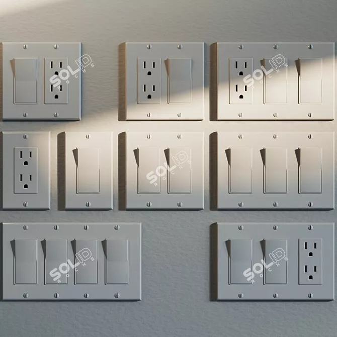 Efficient NEMA 5-15R Outlet & Switch 3D model image 1