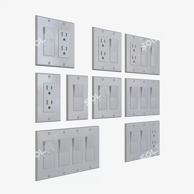 Efficient NEMA 5-15R Outlet & Switch 3D model image 2