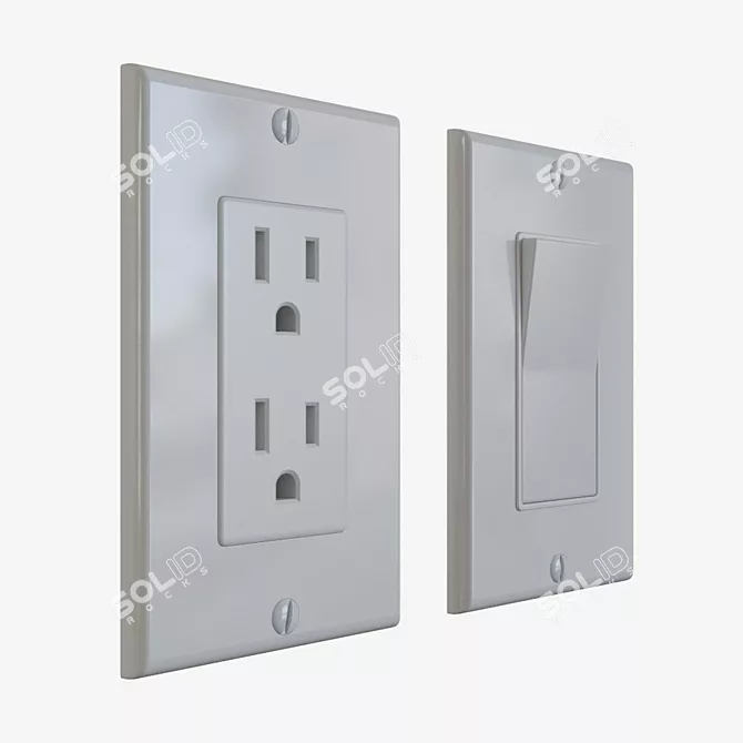 Efficient NEMA 5-15R Outlet & Switch 3D model image 3