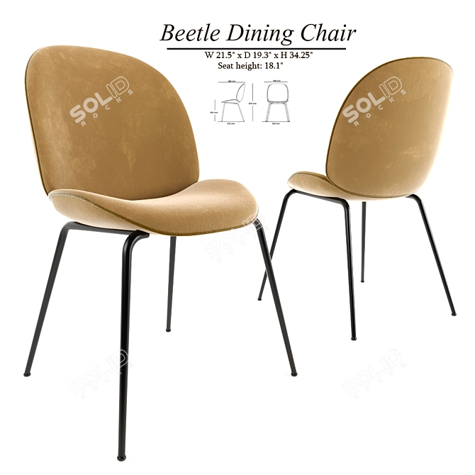 Sleek Beetle Dining Chair 3D model image 1