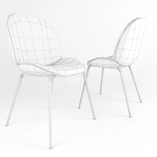 Sleek Beetle Dining Chair 3D model image 3