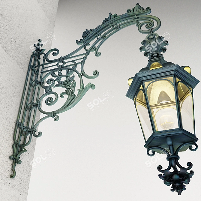 Elegant Iron Wall Sconce 3D model image 2