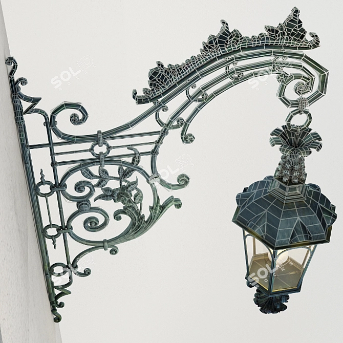 Elegant Iron Wall Sconce 3D model image 3