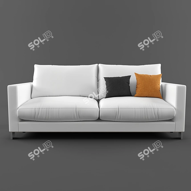 Title: Modern Gray and Orange Lounge 3D model image 2