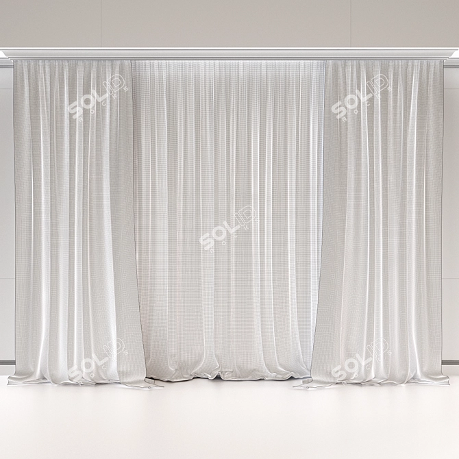 Stylish Window Drapes & Sheer Curtains 3D model image 2