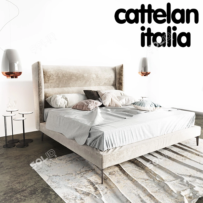 Cattelan Italia: Ludovic Bed, Radja Carpet, Sting Tables, Asia Lamps, Janeiro Magnum 3D model image 1