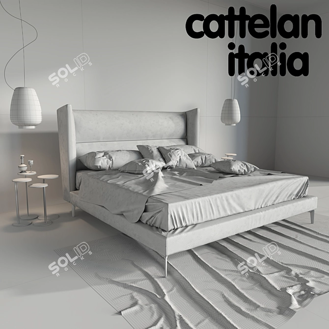 Cattelan Italia: Ludovic Bed, Radja Carpet, Sting Tables, Asia Lamps, Janeiro Magnum 3D model image 3