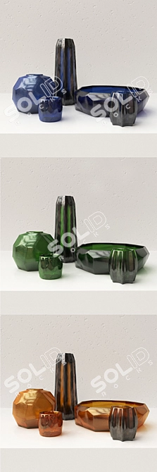 Handcrafted Guaxs Vases Set 3D model image 2