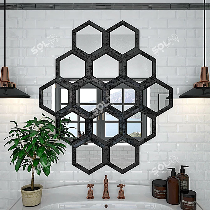 HexBlack Metal Mirror 3D model image 2