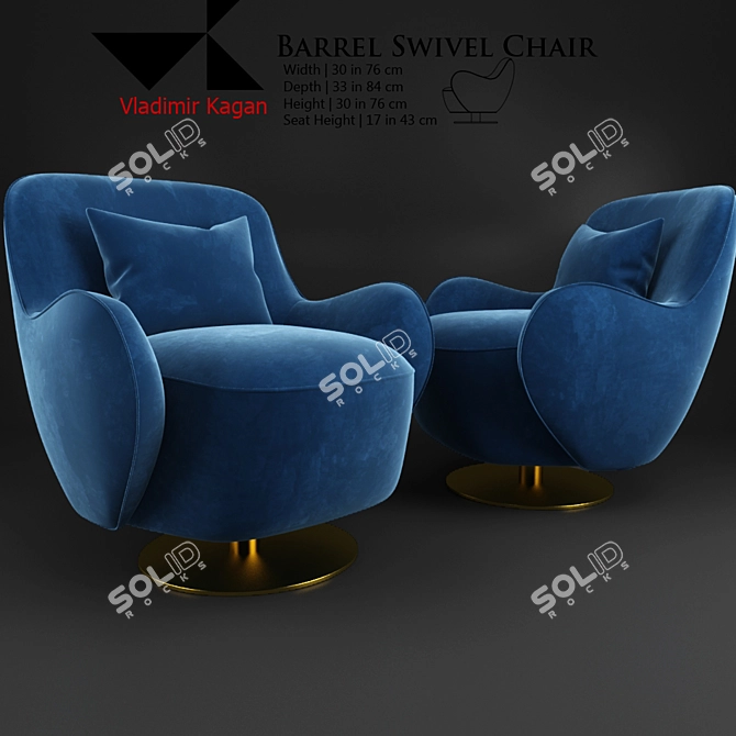 Round Leg Barrel Swivel Chair 3D model image 1