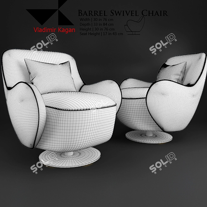 Round Leg Barrel Swivel Chair 3D model image 2