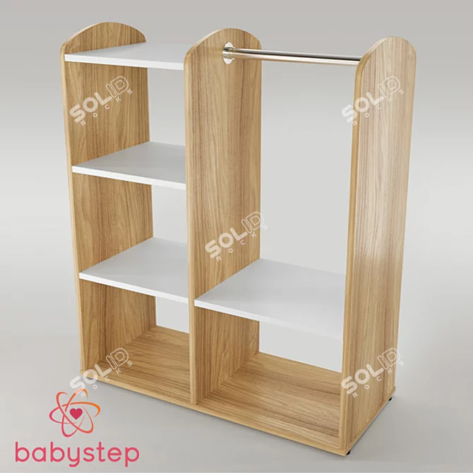 Durable and Adjustable Children's Wardrobe 3D model image 1