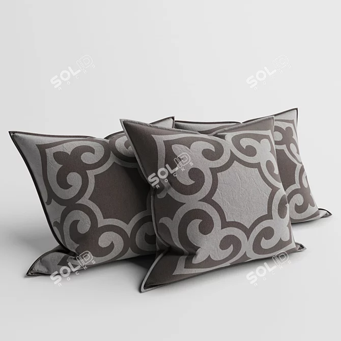 Kazakh Ornament Pillows: Traditional Beauty 3D model image 2
