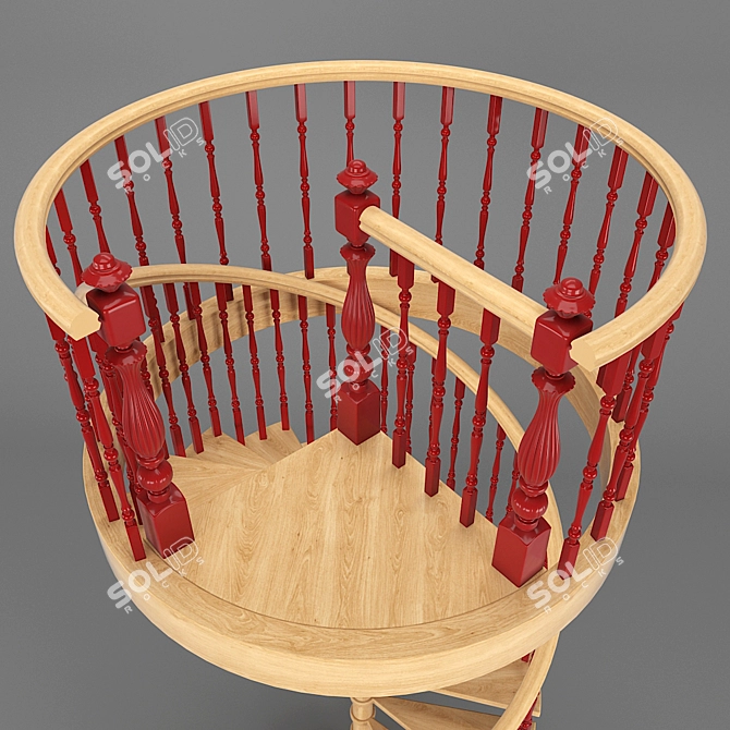 Wooden Spiral Staircase 3D Model 3D model image 3