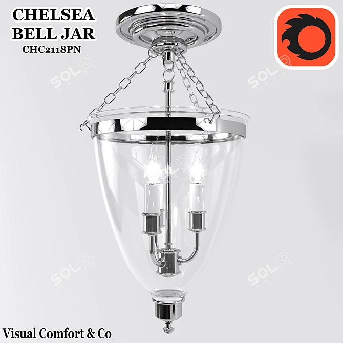 Chelsea Bell Jar Pendant 3D model image 1