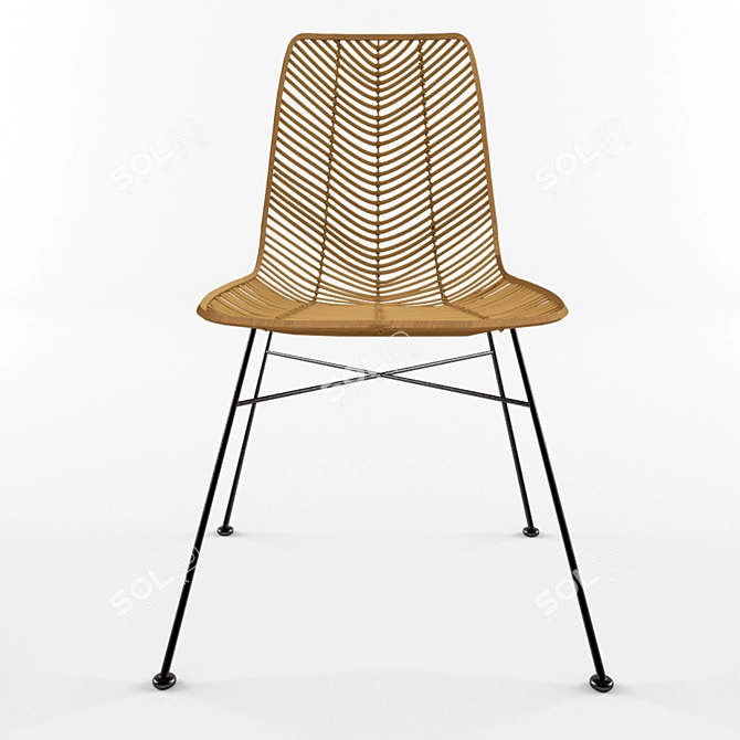Stylish Chaise rotin Chair 3D model image 2