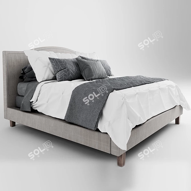 Modern 2018 Bed Set: Sleek & Stylish 3D model image 1