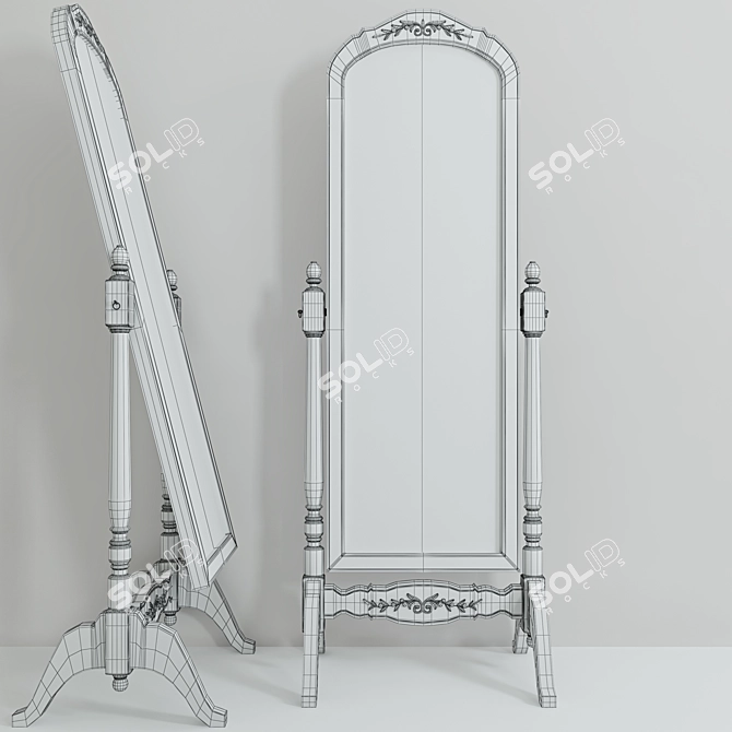 Romantic White Corner Mirror 3D model image 3