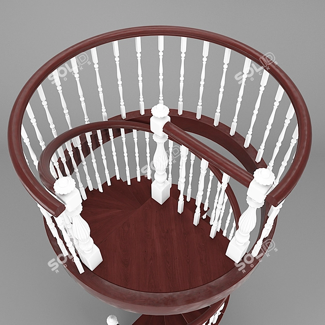 Wooden Spiral Staircase: Elegant and Functional 3D model image 3