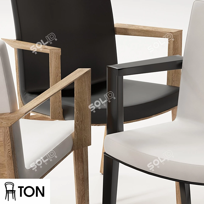 Elegant TON Moritz Chair with Armrest 3D model image 2