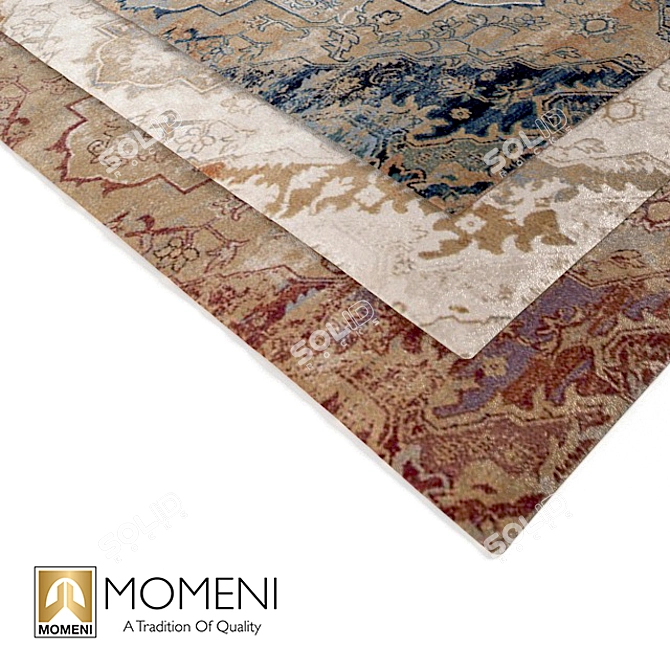 Momeni Amelia Collection - Elegant Beige, Navy, and Rose Rugs 3D model image 2