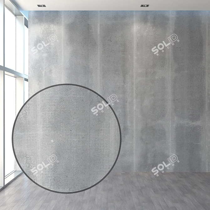 Loft-Style Concrete Wall 3D model image 1